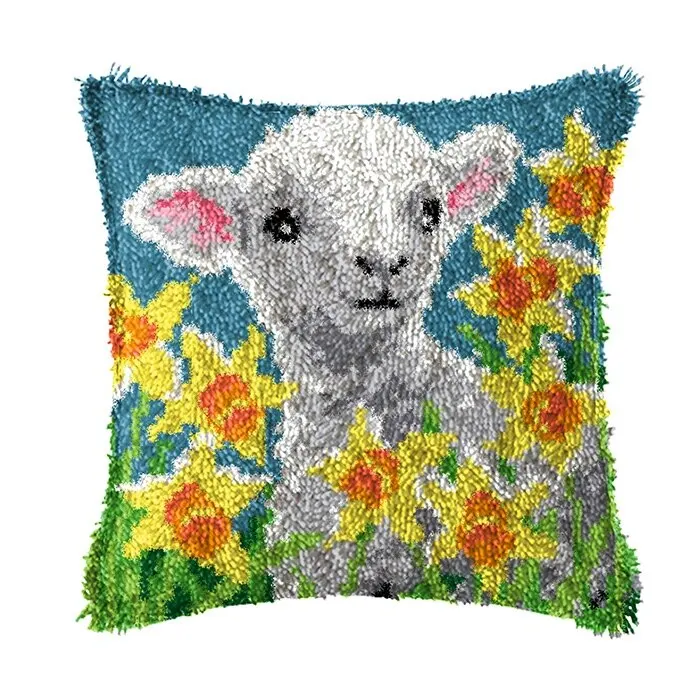 Flower Carpet Embroidery Latch Hook Kits Rug Needlework Carpet Latch Hook Cushion Knot Package Cushion