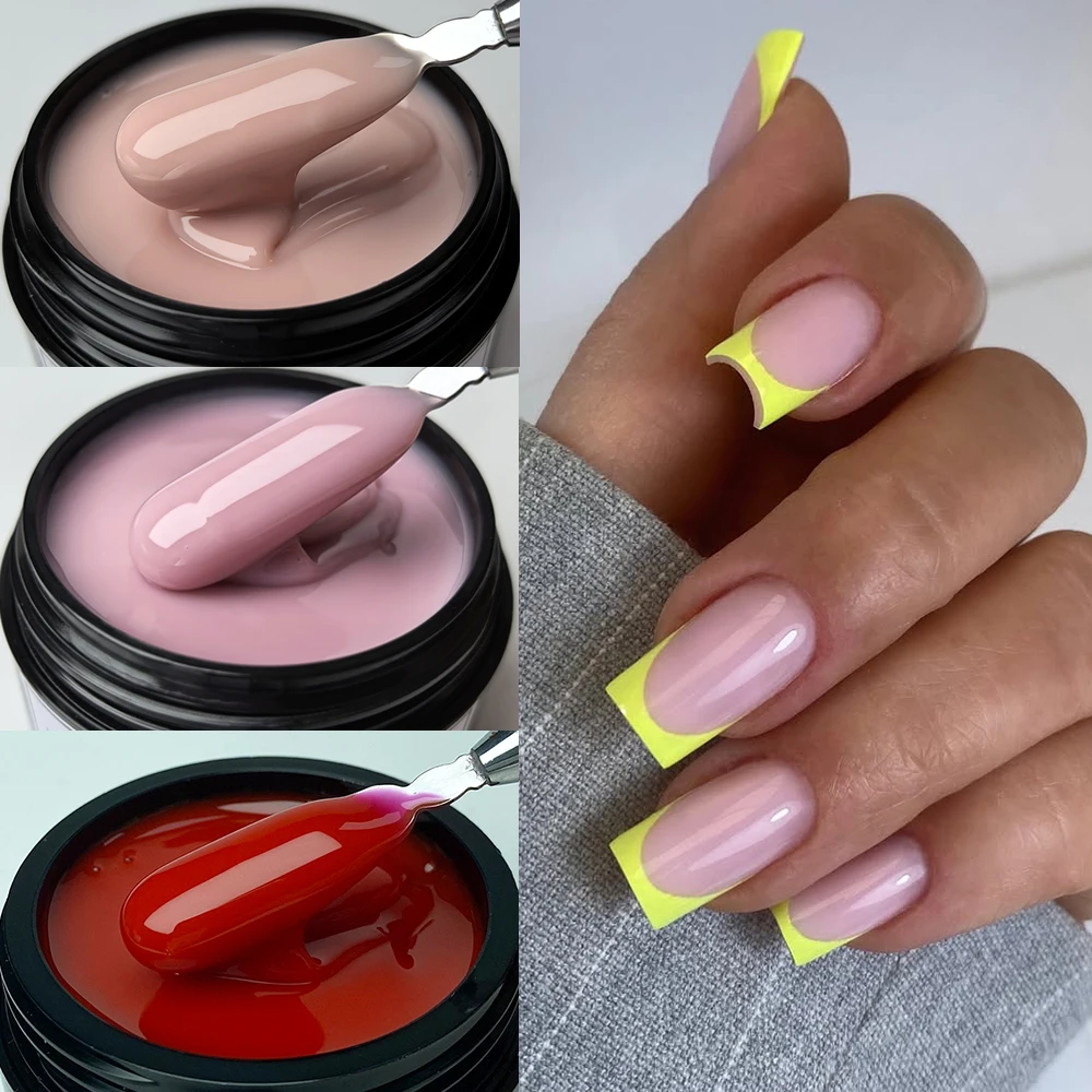 Jillnails Dusty Pink Nude Gel Nail Builder 50G Burgundy Shimmer Builder UV Gel for Nails Extension