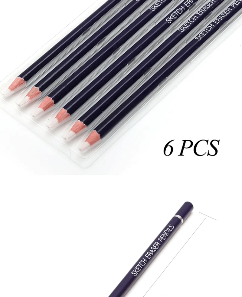 6PCS Artist Eraser Pencils Sketch Pencil Eraser Drawing Pen-Style Erasers  Ideal for Artist Beginners Home School Office