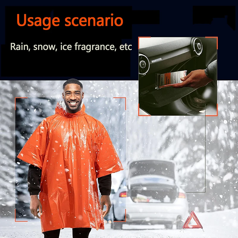 Outdoor Emergency Raincoat Hooded Sleeve Waterproof Poncho Motorcycle Rain Cover Camping Hiking Travel Rainwear Tent
