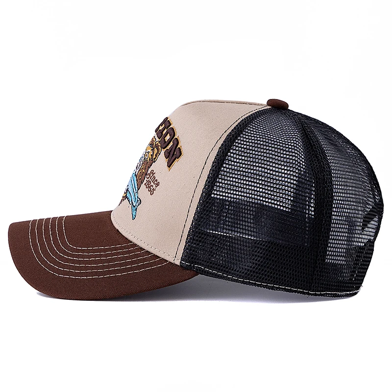 Hot Sale Unisex Bear Head Pattern Fashion Sun Cap Summer Breathable Trucker Hat Man Women Outdoor Fishing Snapback Cap