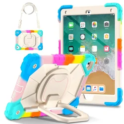 Durable Kids Tablet Stand Case with Silicone - PC Hybrid - iPad 6th 5th Gen 9.7 (Colorful blue)