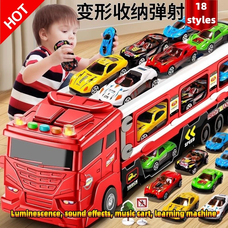 Truck Toys Car Folding Ejection Catapult Rail Racing Vehicle Kids Competitive Games Children Birthday festival Kid gift Toy