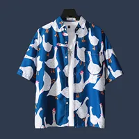 Goose Full Print Summer Button Up Shirt Men Casual Fashion Short Sleeves Shirts Button Lapel Summer 2024 Hawaiian Beach Shirt 1