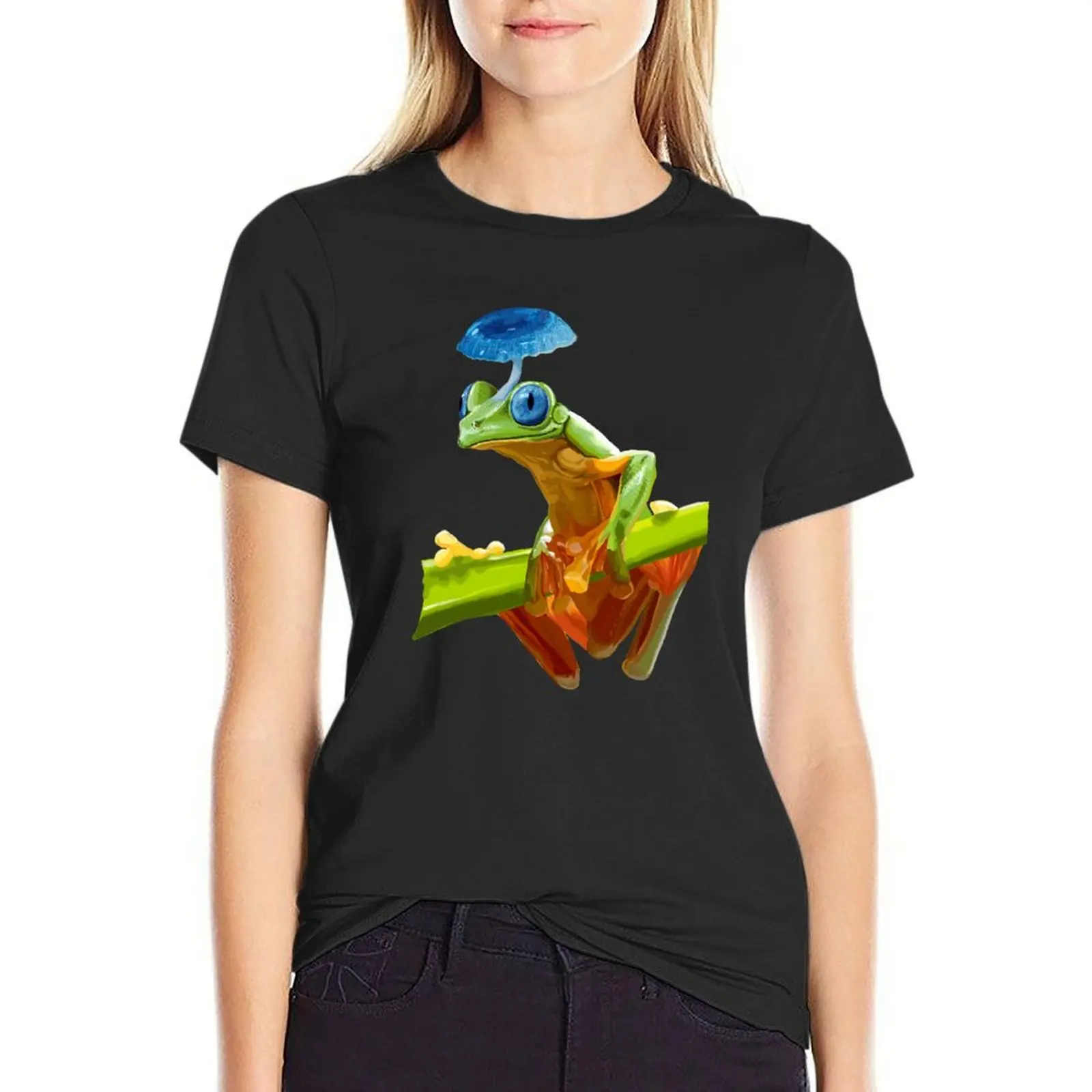 Mushroom Frog T-Shirt plus sizes sweat cropped t shirts for Women