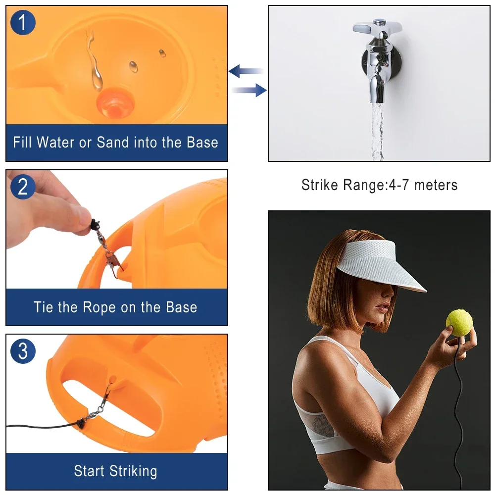 Entraîneur de tennis présentant des tapis antidérapants et une zone de remplissage d'eau/sable.