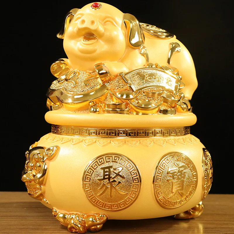 

Golden Pig Ornaments, Zodiac Piggy Bank, Home Living Room, Wine Cabinet, Office, Shop Decoration, Craftsmanship, Op