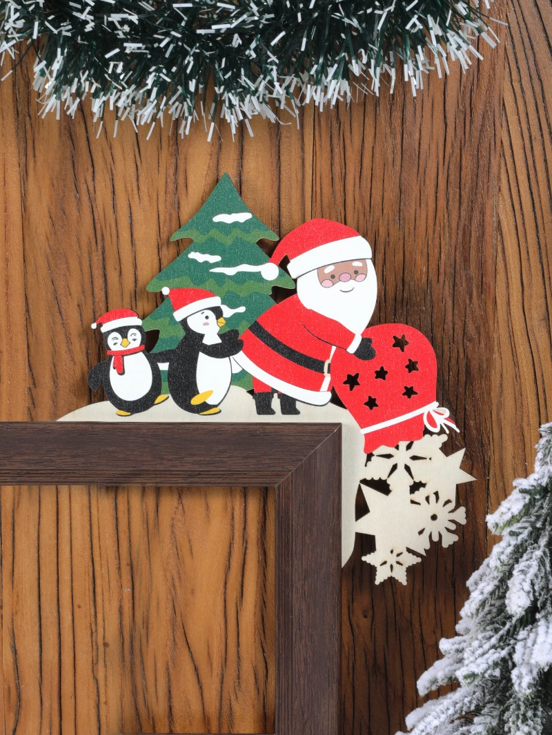 Marco de puerta de Navidad, decoración navideña de Papá Noel, Ángel, alce,  adornos de madera 2023, decoración de puerta de Navidad para el hogar| | -  AliExpress