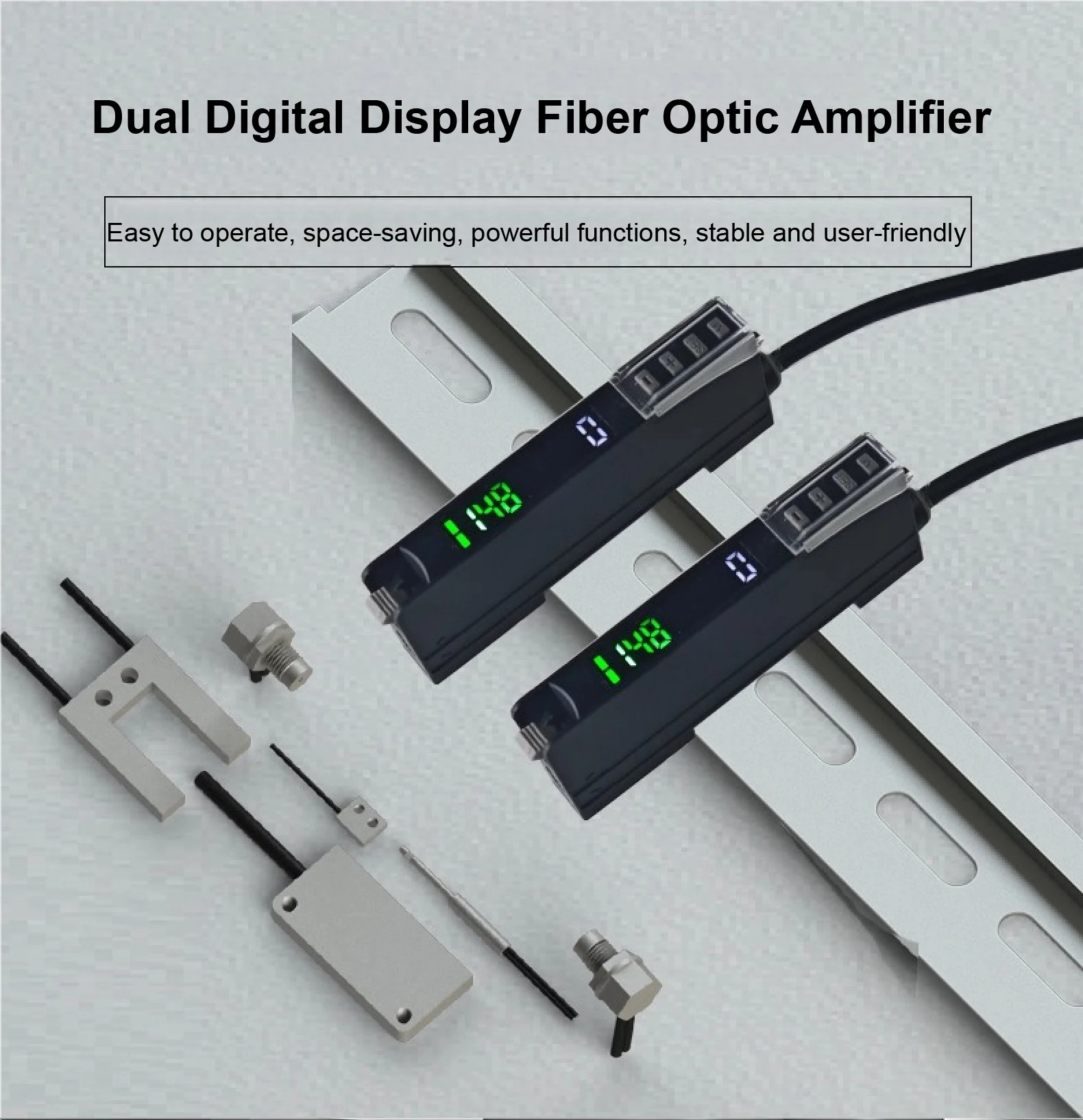 FX-551 Digital Fiber Optic Sensor 12-24V NPN Diffuse Through Beam Switch for Con