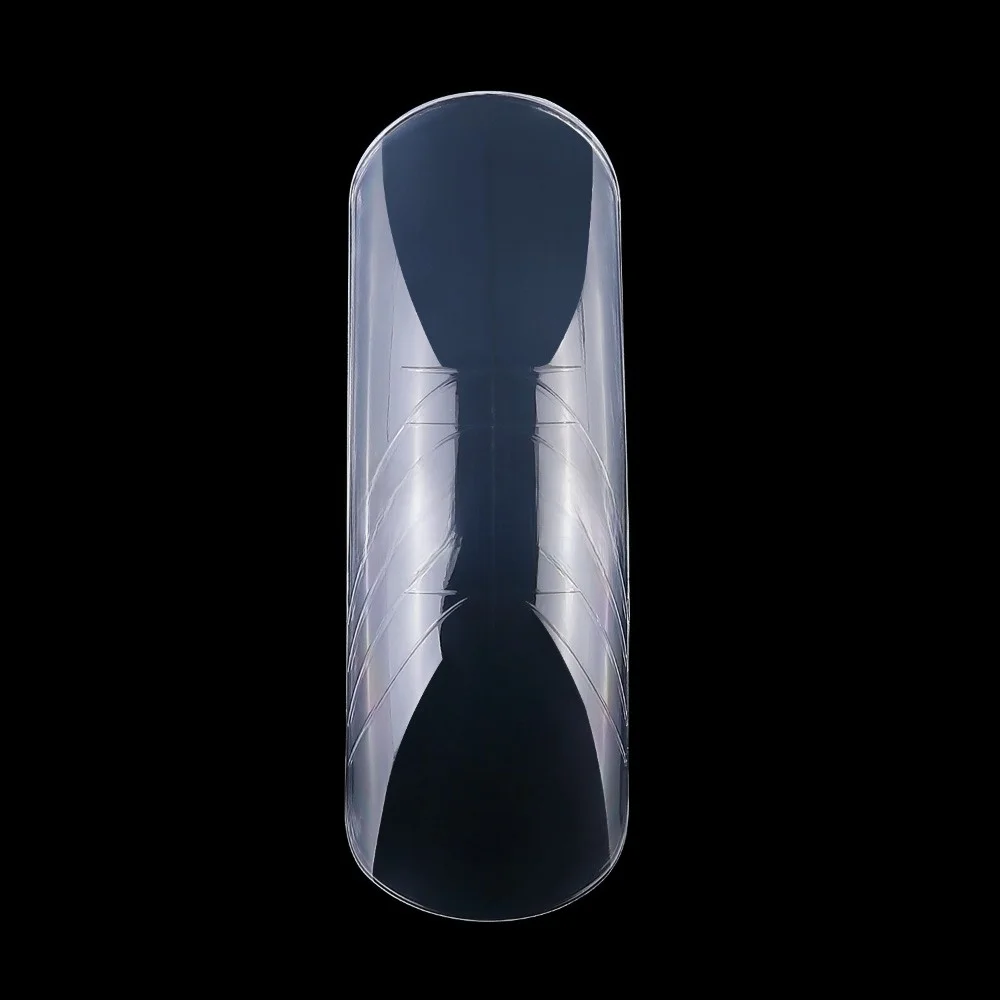 150pcs Coffin Shape Sandwich Nail Forms with Auxiliary Line Almond Shape Double-Sided Fake Nails Clear Extension Natural Clear