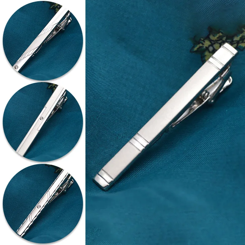Men Metal Silver Color Tie Clip For Men Wedding Necktie Tie Clasp Clip Gentleman Ties Bar Crystal Pin For Men's Accessories tie clip