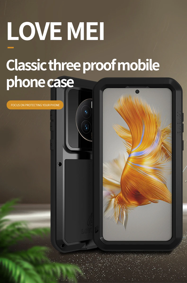 

Мощный чехол LOVE MEI для Huawei Mate 50, ударопрочный металлический бронированный ударопрочный грязеотталкивающий водонепроницаемый чехол для Huawei Mate 50 Pro