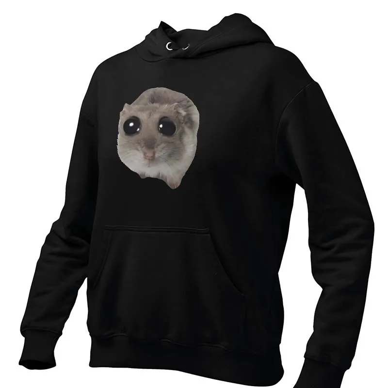 Sad Hamster Hoodies Funny Y2k Hamster Meme Trend Pullover For Men Women Casual Soft Unisex Hooded Sweatshirt