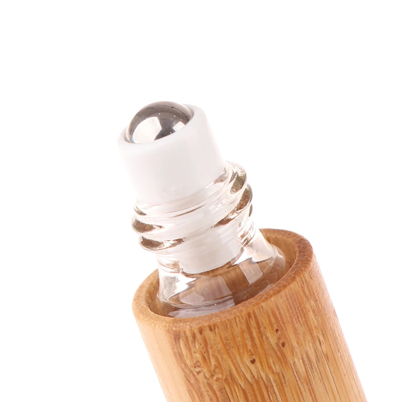 2/3 ml Bambus-Roll-On-Flasche für ätherische Öle, klares Glas innen mit natürlicher Bambus-Holzschale, nachfüllbares, klares Parfüm – Detail 13