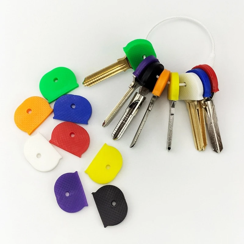 Silicone key cap covers elastic hollow keyring rings key case topper holder fashion bag organizer random colors 8Pcs/Set key case
