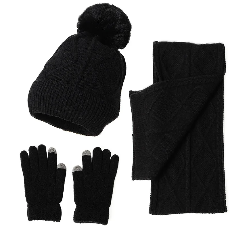 Beanie Hat Scarf and Gloves Set for Men and Women, Warm Skull Caps, Cold Weather, Snow Ski, Outdoor Head Wear, Winter