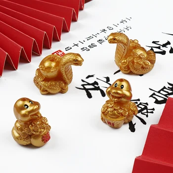Cute Cartoon Resin Snake Desktop Ornaments Chinese Zodiac Snake Attracting Wealth Bring Good Luck Home Feng Shui Decoration 1