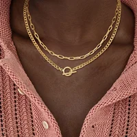 Gold Layered Necklace for Women K Gold Plated Necklace Women Cuban Link Paperclip Chain Toggle Clasp Necklace Jewelry for Women 3