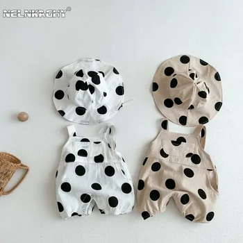 2025 Nuovo In Neonato Ragazze Ragazzi Dot Puro Cotone Abbigliamento Da Esterno Per Bambini Tute Infantili Tute Per Bambini Tuta Regalo Cappello