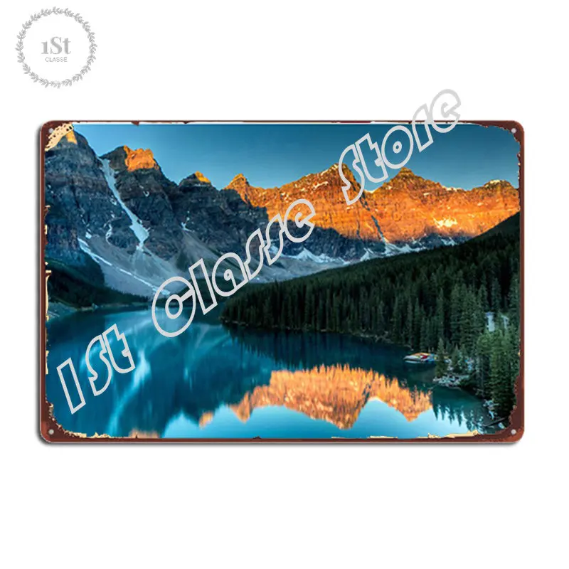 

Moraine Lake In The Sunrise Light Metal Signs Wall pub Garage Club Design Wall Decor Tin sign Posters