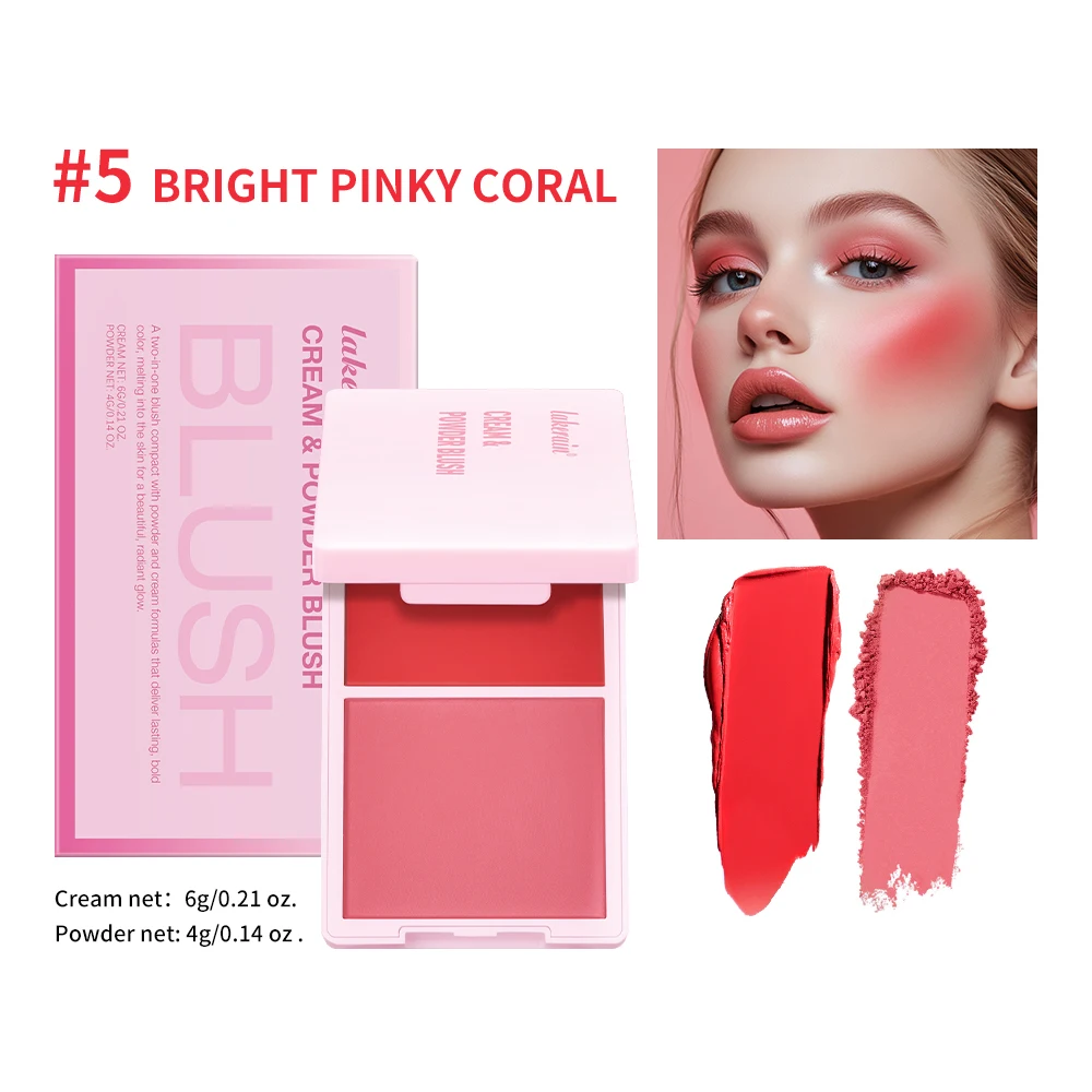 2IN1 Blush Creme Powder Matte Natural Eye Makeup Palette Long Lasting High Color Rendering