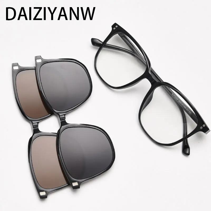 

Модные очки с защитой от синего света, квадратные оправы для очков, винтажные поляризационные солнцезащитные очки с магнитным зажимом, мужские и женские компьютерные очки
