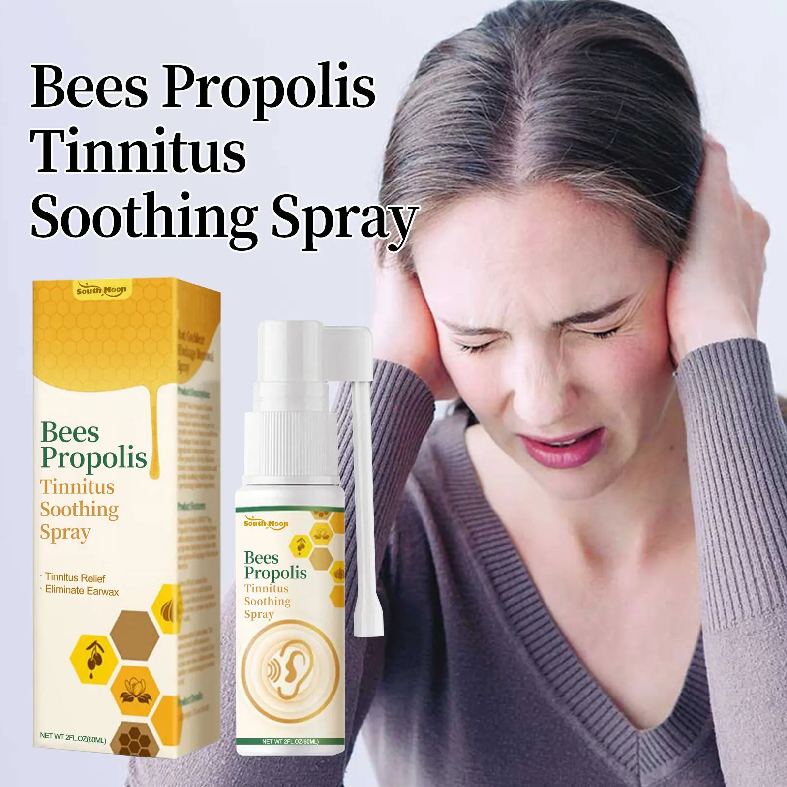 

60ml Bees Propolis Tinnitus Soothing Spray Softening Earwax Spray Ear Discomfort Care Spray Gentle Cleaning For Earwax Ears