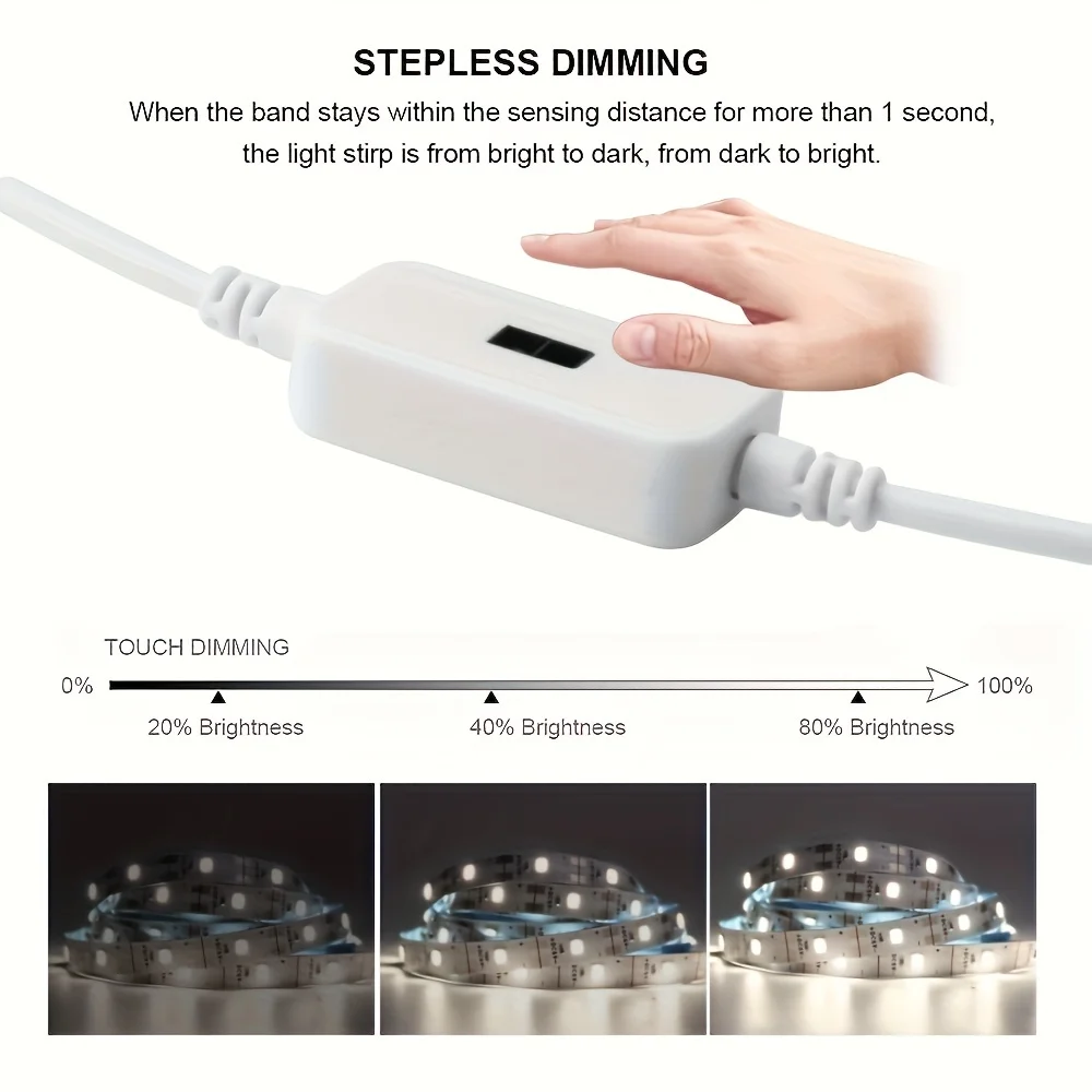 1M DC 5V Night Lights Lamp USB Gesture Sensor Dimmable 60 LEDs/m Strip Lights TV Backlight Kitchen Hand Sweep Waving Tape Diode 5