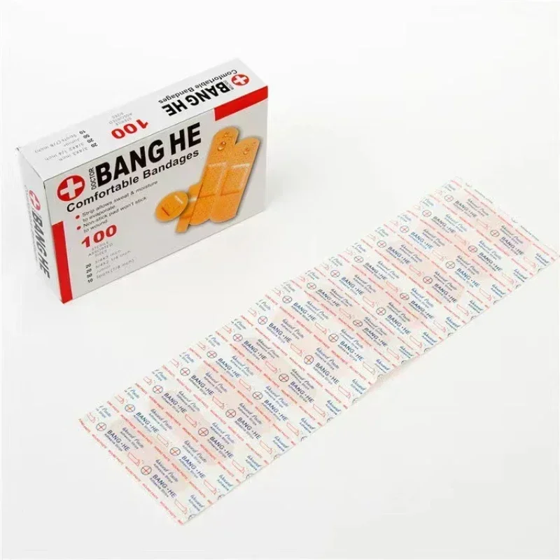 Band-Aids Waterproof 100Pcs/Pack Bandages First Aid Medical Anti-Bacteria Wound Plaster Multi Size Home Travel Emergency Kits