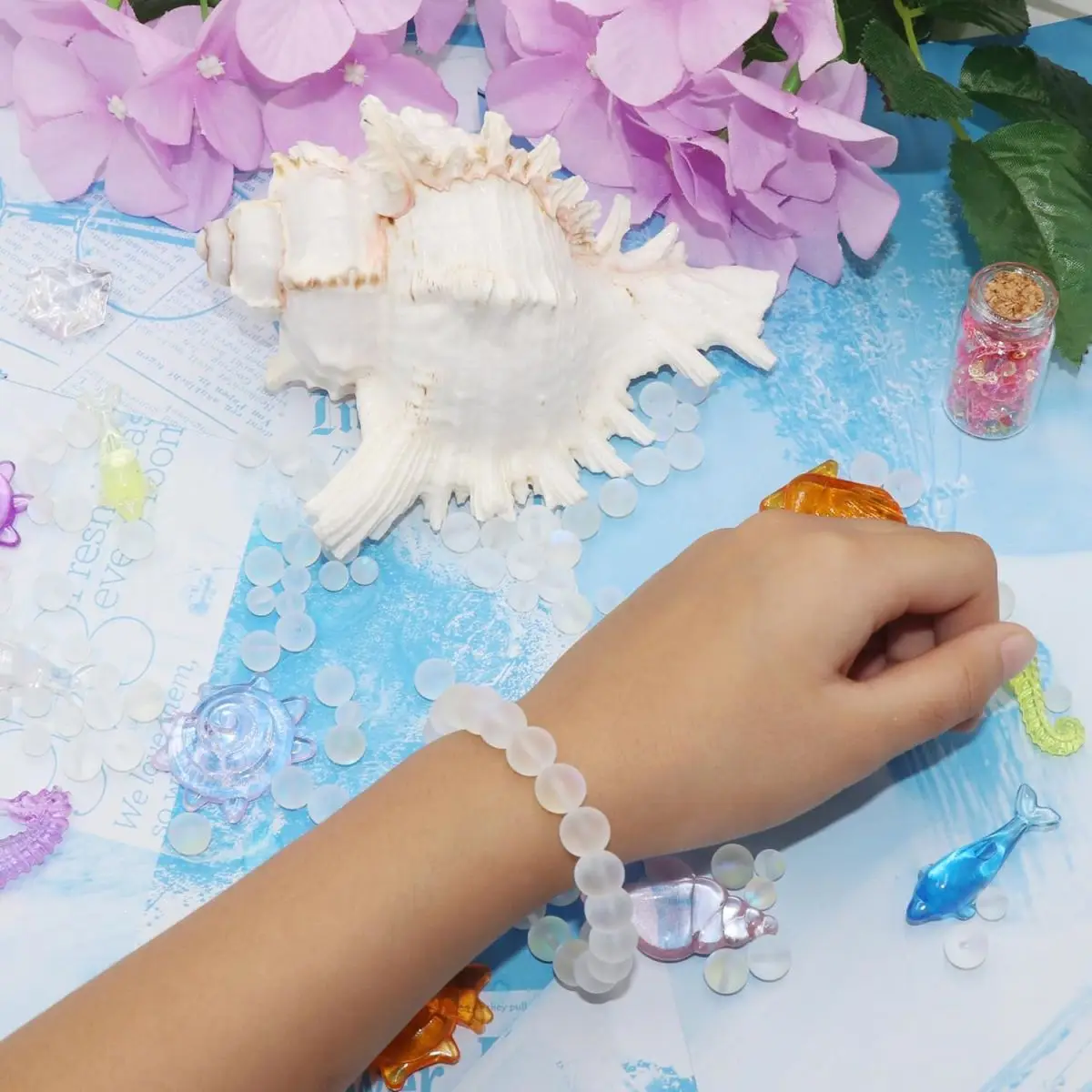 Matte White Aurora Crystal Beads 5