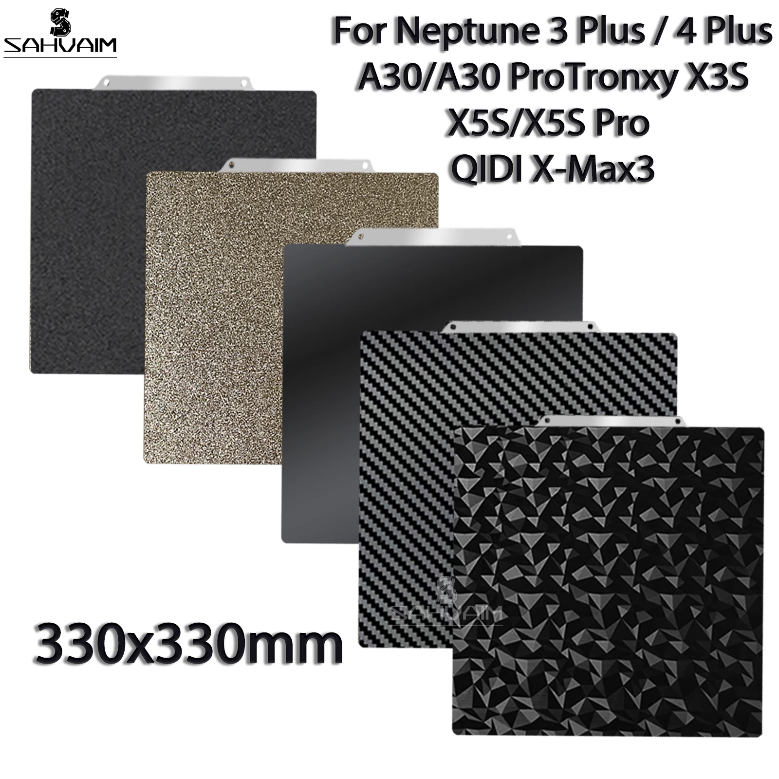 Enhanced Double-Sided Textured PEI Build Plate - 330x330mm Spring Steel Sheet