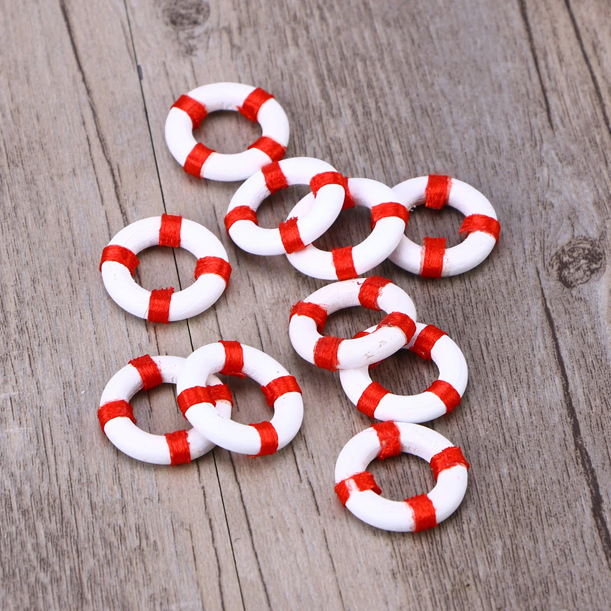 

10PCS Nautical Ornament Life Ring Decoration Miniature Lifebuoy Decoration Landscape Ornament Ocean Decoration