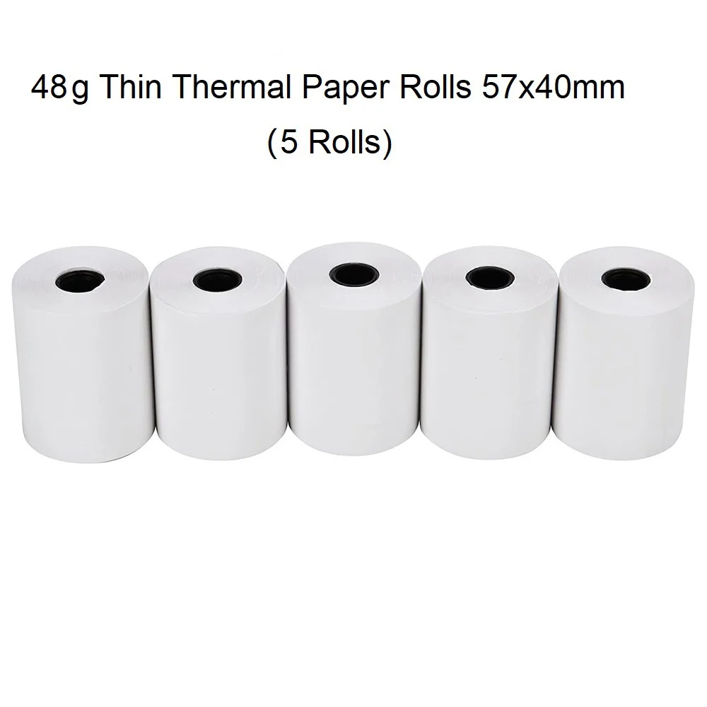 Thermal paper roll 57x40 cash register thermal receipt paper for POS printer 5 Rolls 18 meters length 48g thin