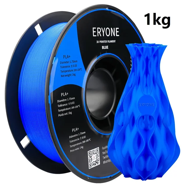 ERYONE Clearance Promotion TPU PLA PLA+ Silk Rainbow Ultra Silk 3D Printing Filament 1KG/0.5KG For FDM 3D Printer Fast Shipping PLA plus Blue