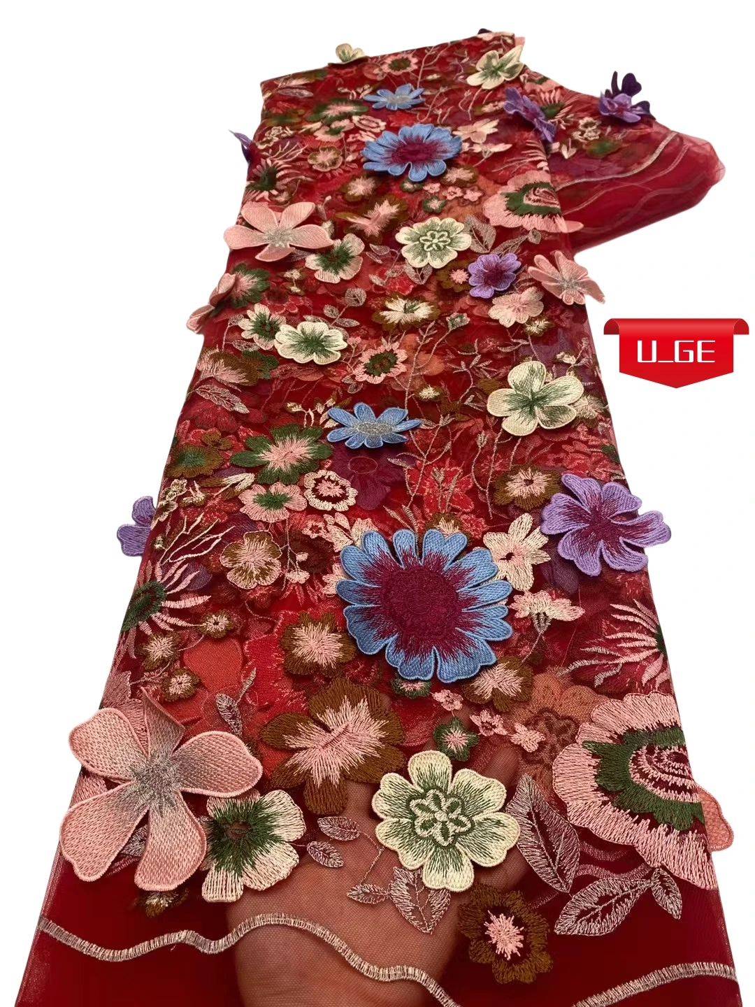 Latest Best Quality Delicate Versatile Colors Embroidered Soft 3D Applique Mesh lace Fabric For Party Evening Dress U_GE1825