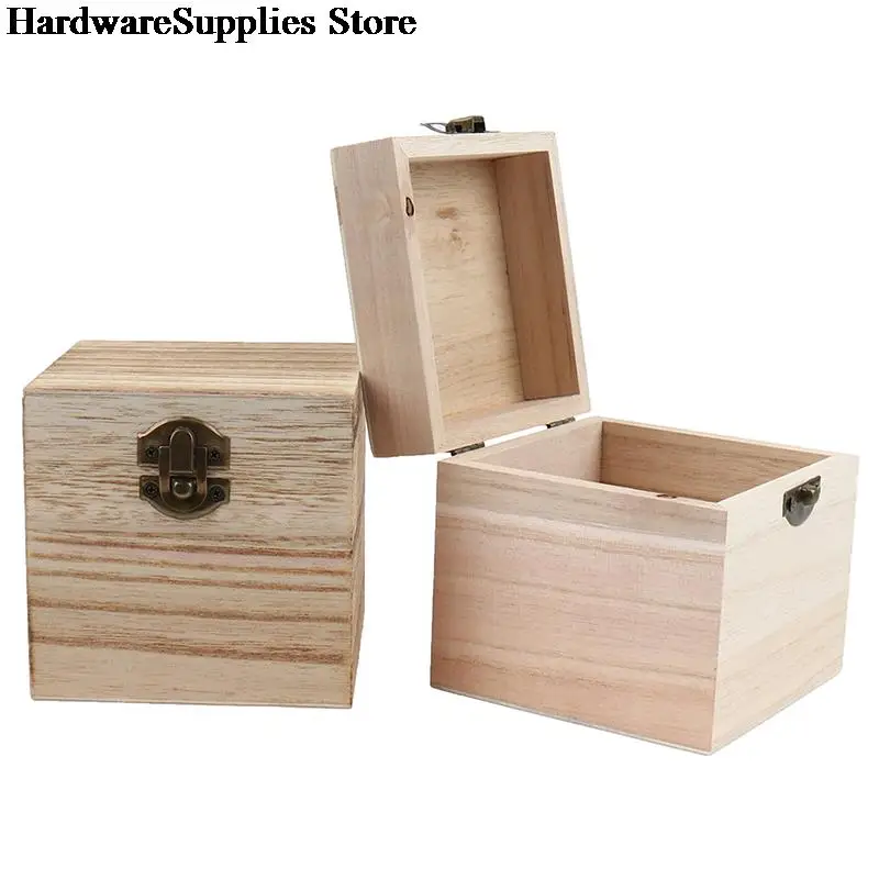 Retro Wooden Box Postcard Storage Organizer Box Retro Jewelry Box Desktop Handmade Wood Clamshell Storage Hand Decoration 6