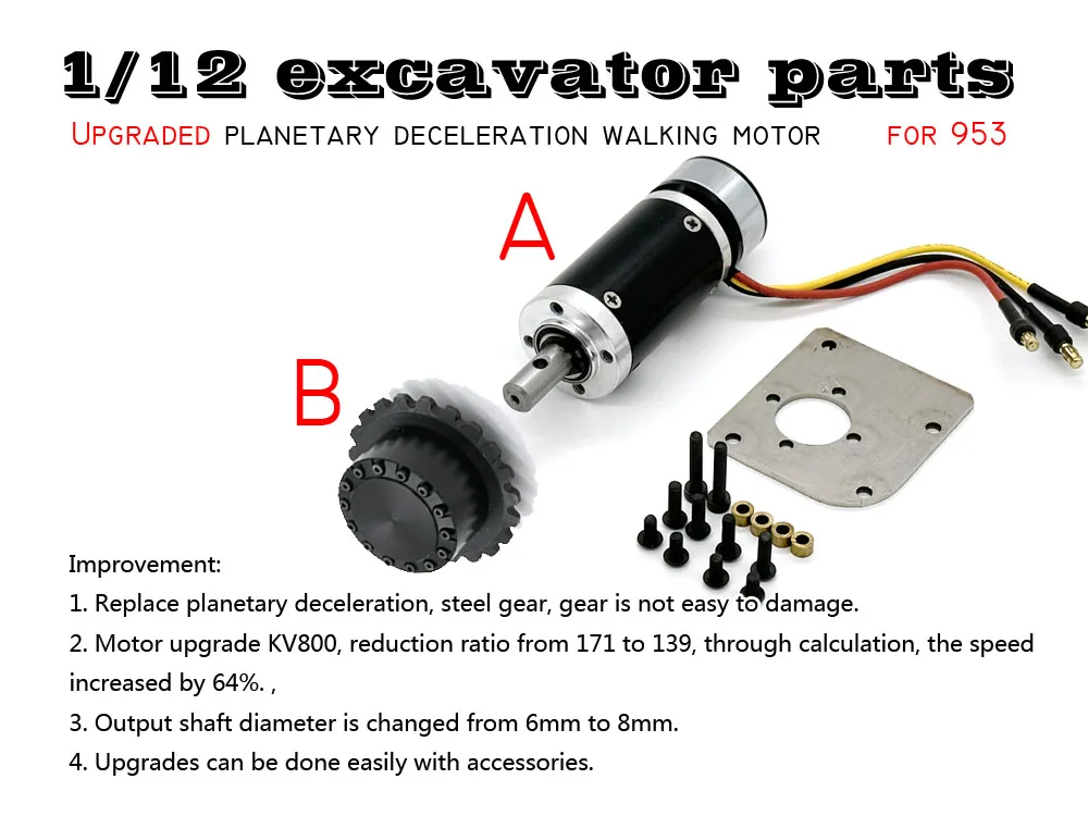 

Planetary Deceleration Brushless Upgrade/Travel Motor For 1/12 1/14 Rc Hydraulic Loader