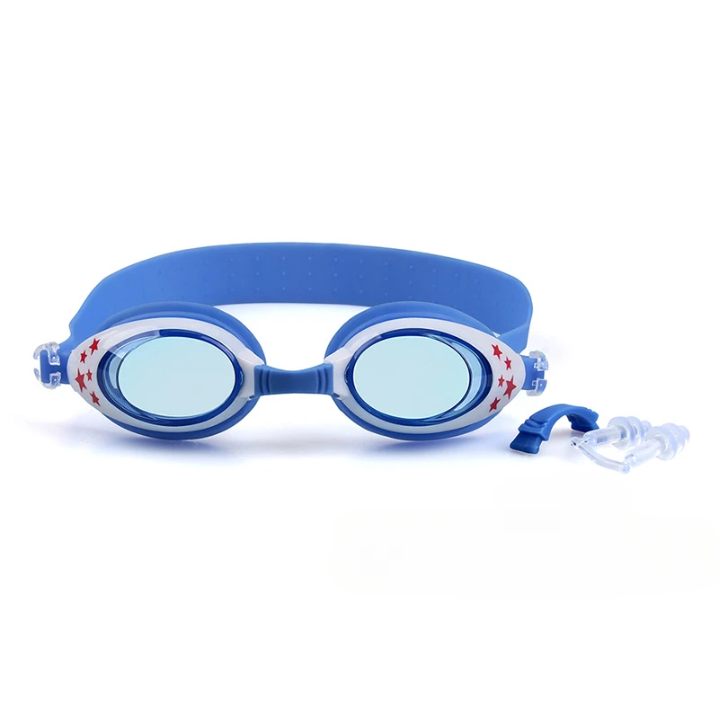 High-definition Children's Waterproof And Anti Fog Swimming Glasses, Convenient Goggles Silicone Connected Earplugs