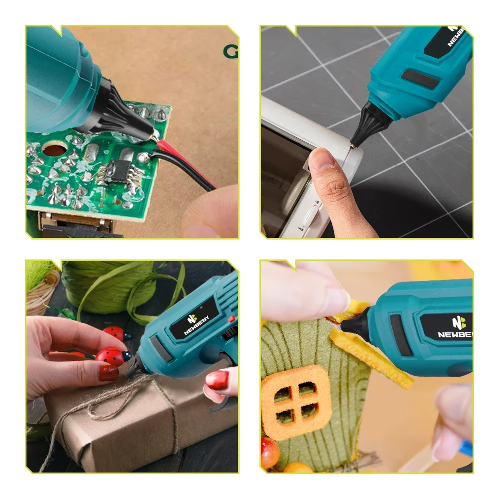 NEWBENY Cordless Electric Hot Melt Glue Gun 11mm Glue Stick Anti-scald Nozzle Rechargeable DIY Repair Tool For Makita 18VBattery 6