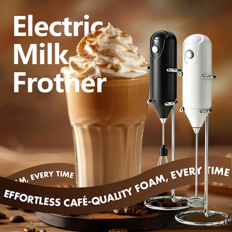 Premium Stainless Steel Handheld Milk Frother with Stand - Perfect for Coffee, Protein Shakes, and Hot Cocoa