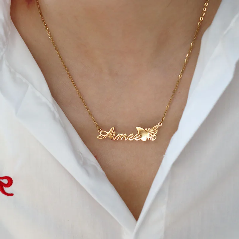 Custom Name Butterfly Women's Necklace Simple and Charming