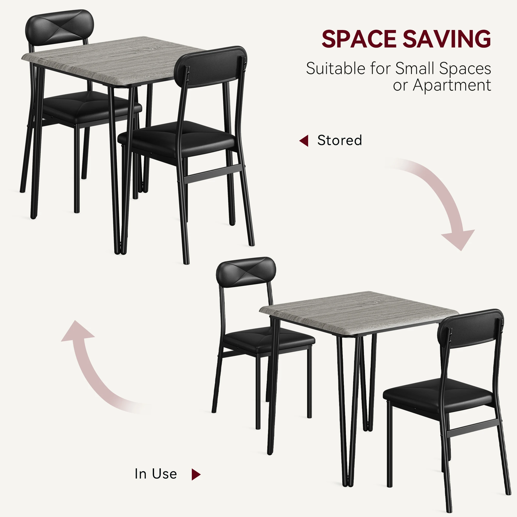 Small Dining Table Sets for 2 with Upholstered Chairs kitchen Dinner Table and Chairs Set of 2 Furniture for Dining Living Room