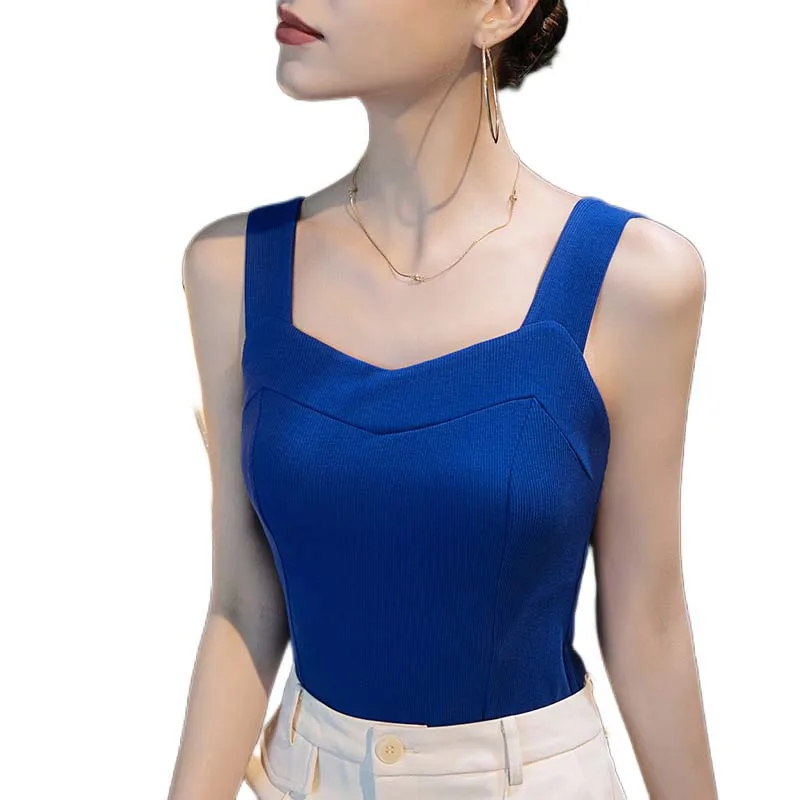 

TAFN Womens Camis Solid Color Female Slim Sleeveless Casual Vest Solid Color Crop Lower Cut Top For Ladies Fitness Vest Summer