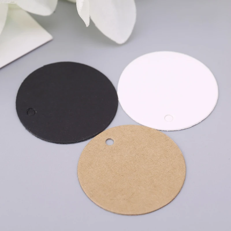 100x Blank Kraft Paper Hang Tags Wedding Party Favor Label Price Gift Card 3.5cm images - 6