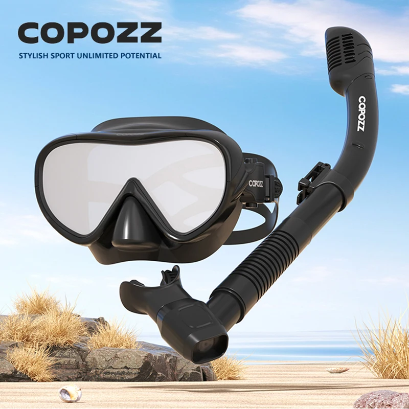 COPOZZ Diving Mask Full Vision Underwater Snorkel Set Swimming Snorkel HD Anti Fog Professional Diving Equipment