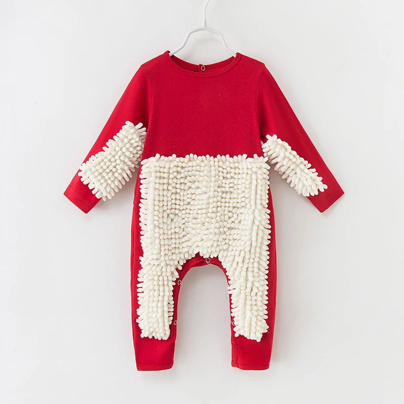 2025 Baby Clothes Boys Girls Cleaning Mop Romper Baby Mop Clothes Long Sleeve Crawling Clothes Jumpsuit Cotton Infant Mop Suit 5