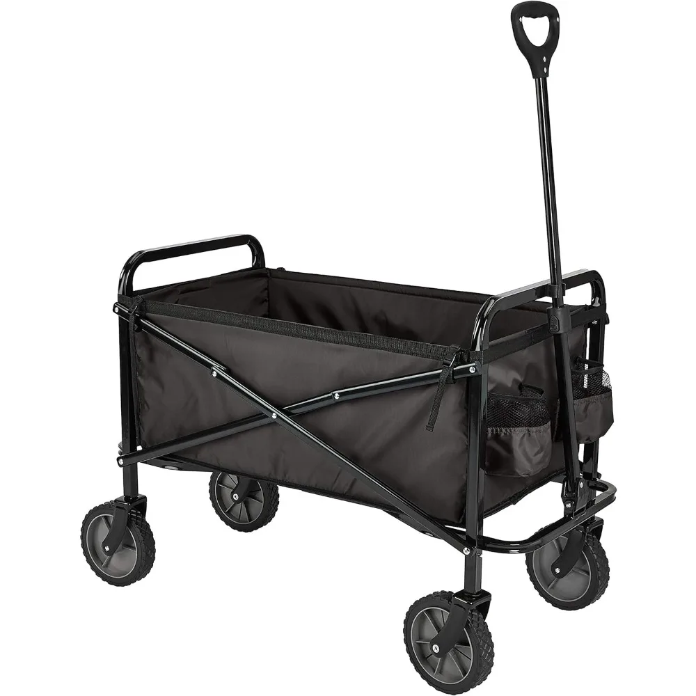

Basics Collapsible Folding Outdoor Utility Wagon with Cover Bag, Black