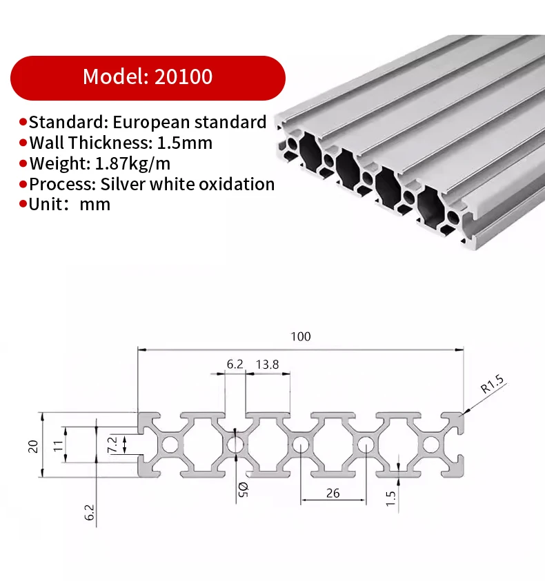 Europäischer Standard 1640/1570/20100 Aluminiumprofil-Gleitschiene für Montagelinien, Industrielle Aluminiumprodukte – Detail 10
