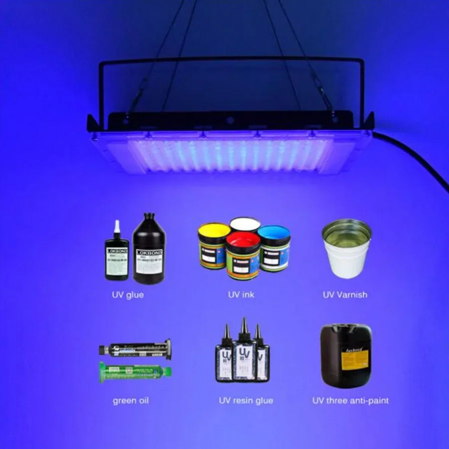 50/100/300 Вт Светодиодная ультрафиолетовая черная лампа для отверждения 395 нм флуоресцентная лампа для обнаружения флуоресцентная Смола без тени клей для УФ-отверждения 3D-печати