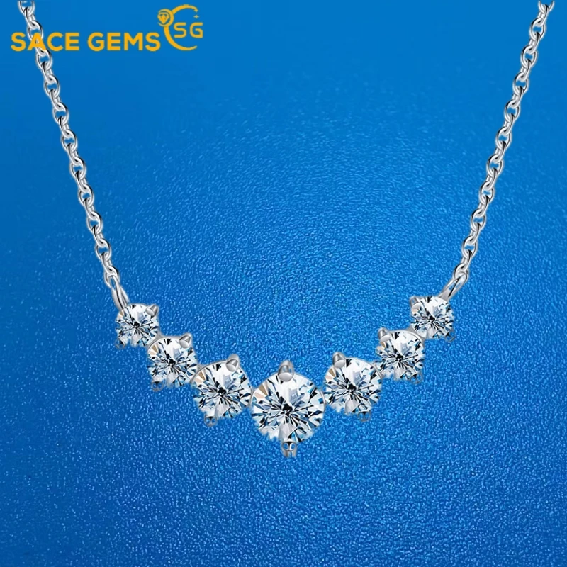 

SACE GEMS D VVS1 1.7ct Moissanite Diamond Pendant Necklaces for Women Sparkling Wedding Party Jewelry GRA S925 Sliver Necklace